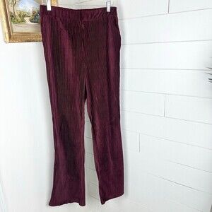 Urban Outfitters Ribbed Velvet Corduroy High Rise Flare Pants Burgundy Size 8